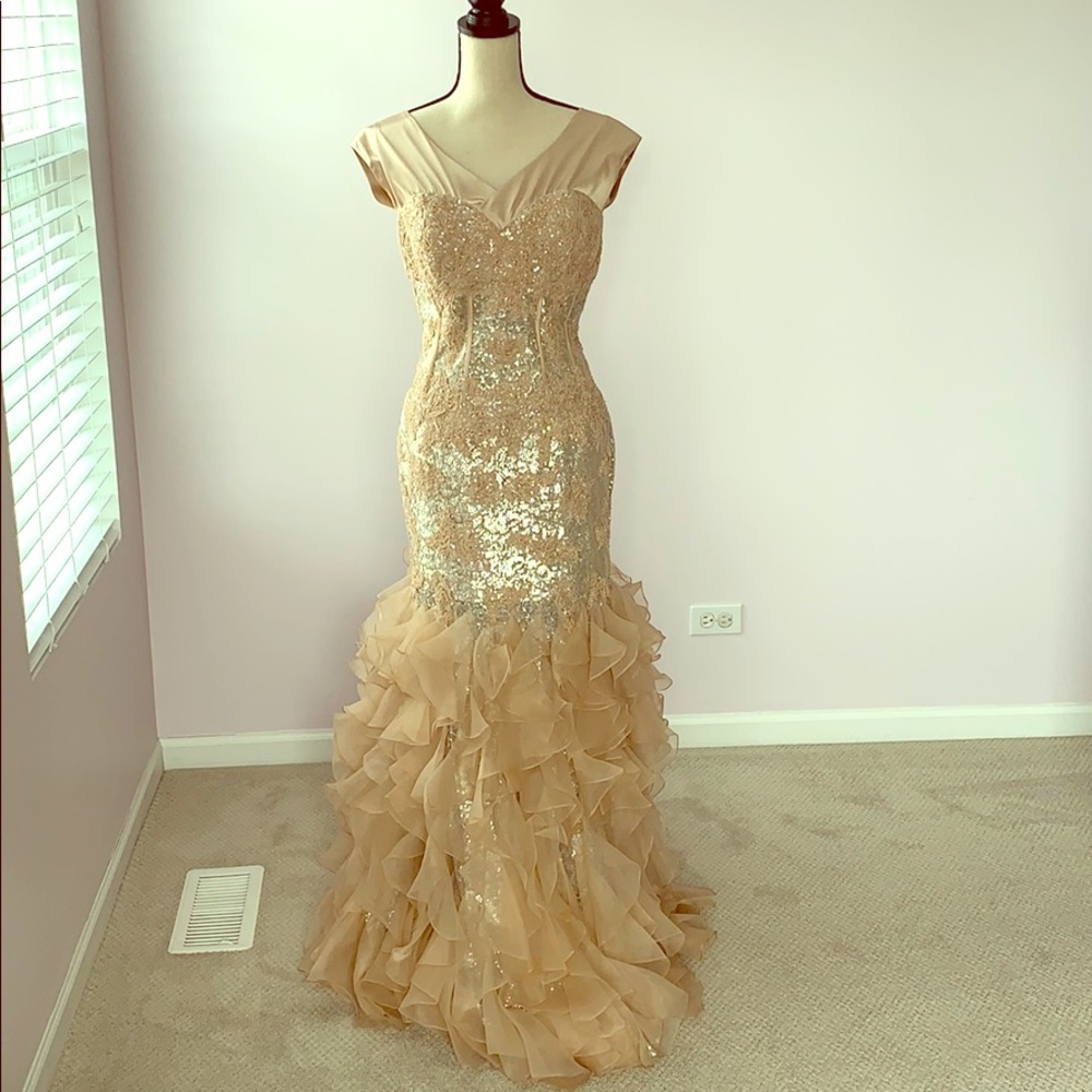 Jovani Gold and Silver Prom Dress